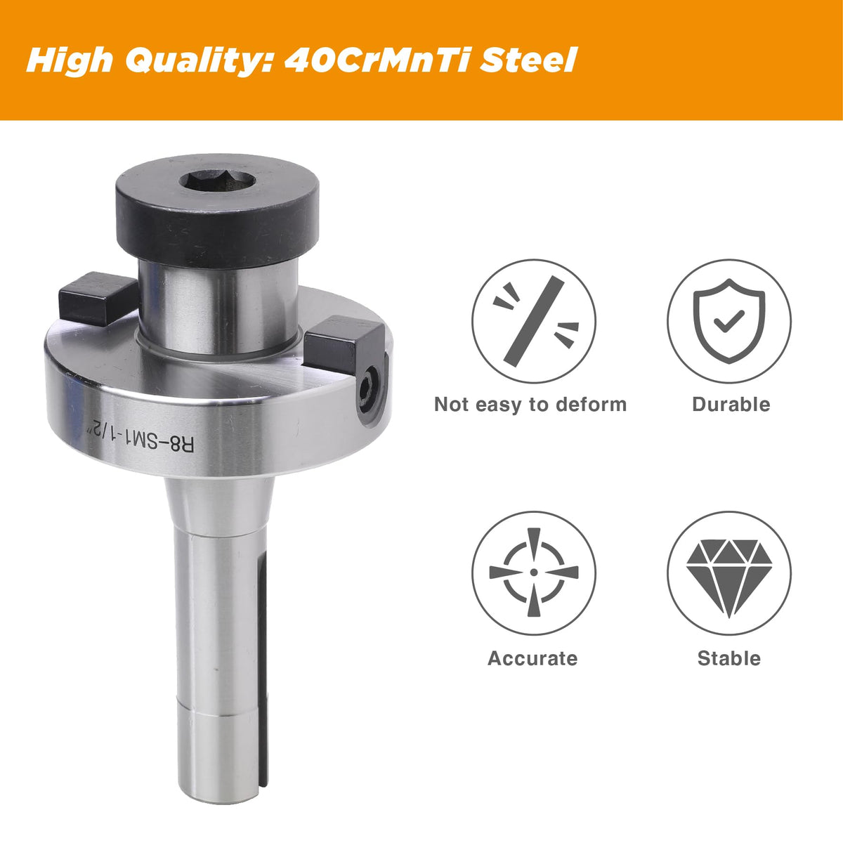 Jerax tools R8 Shank Shell Face Mill Arbor Adapter Holder, Arbor: 1-1/2”, Range: 4" to 5", for Bridgeport - 7/16''-20