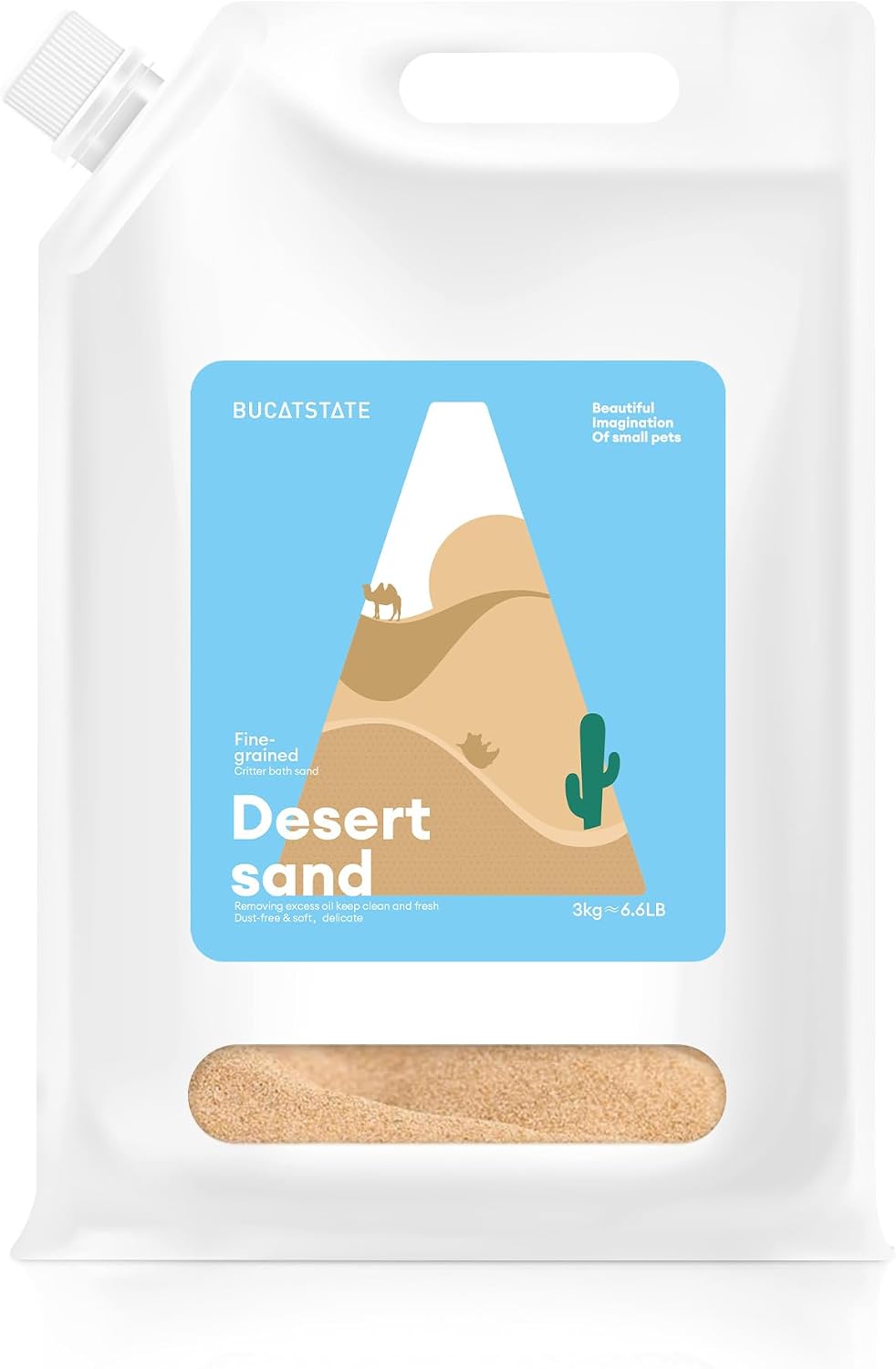 Hamster Bath Sand with Pour Spout, 6.6LB Desert Bath Sand | No-Dust Potty Litter Calcium-Free Sand for Hamster