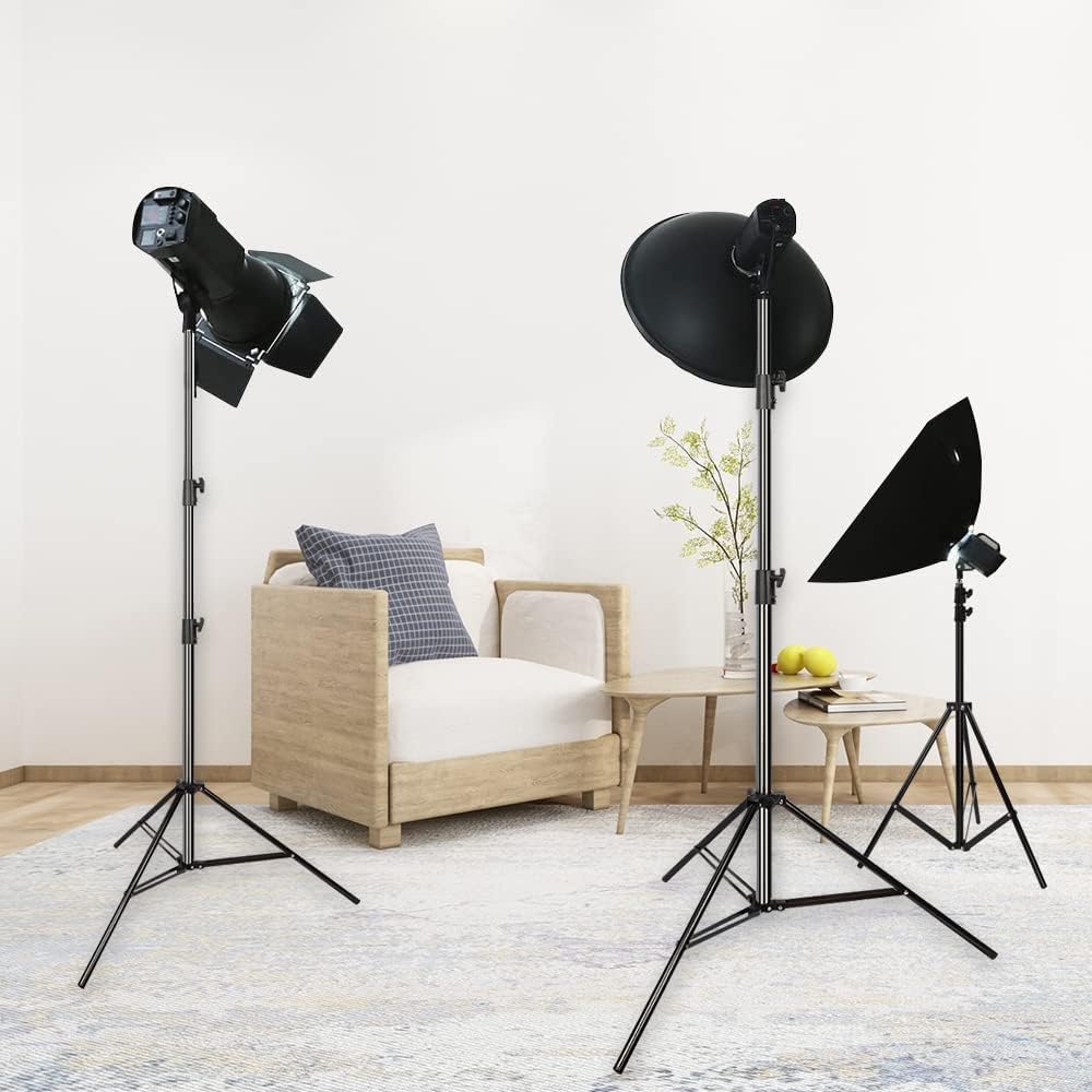 Heavy Duty Light Stand 9.5ft, Aluminum Alloy Lights Stand Spring Cushioned Adjustable Photo Video Lighting Stand