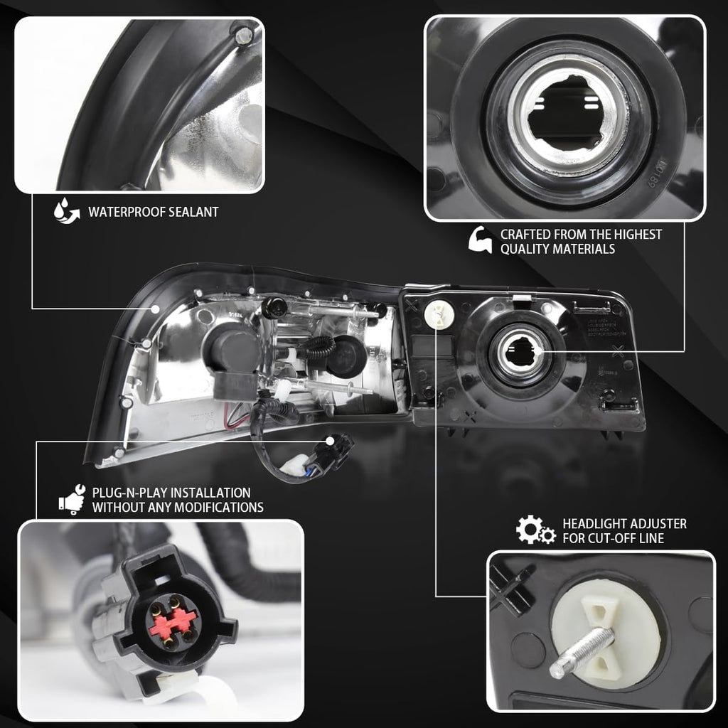 Autozensation Headlights For 2006-2011 Mercury Grand Marquis Black