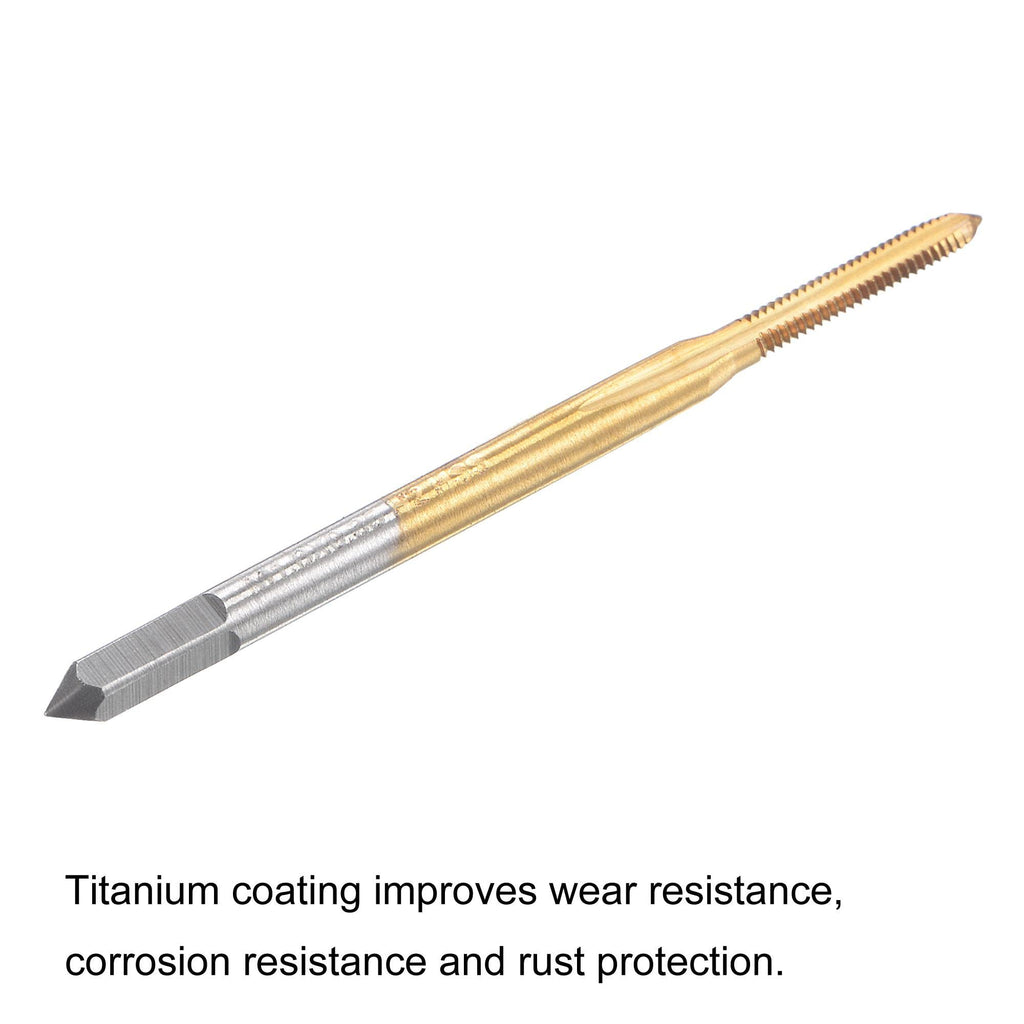 uxcell Thread Tap Metric M1.8 x 0.35, Titanium Coated Cobalt HSS (High Speed Steel) 3 Straight Flutes Machine Mini Micro Screw Threading Tapping Repair Tool for Watches and Clocks, 2pcs