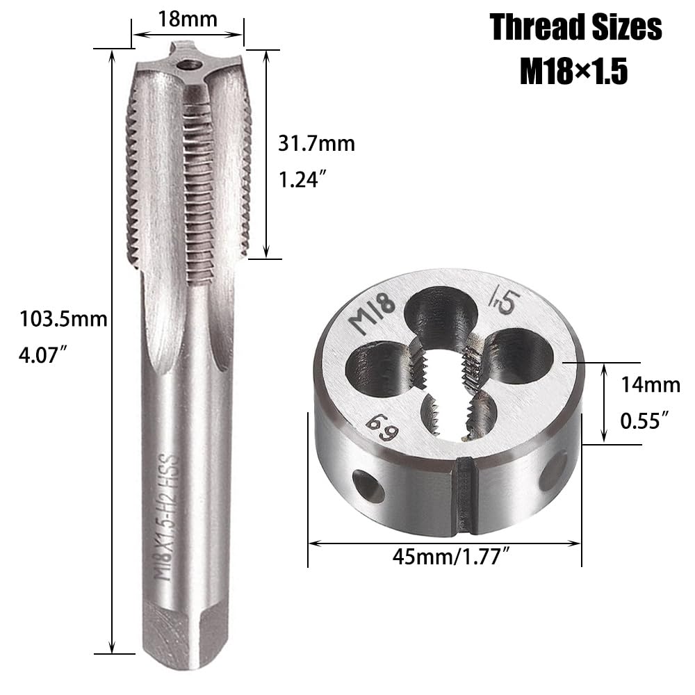 Saipe M18 X 1.5 Metric Tap and Die Set Machine Thread Right Hand Screw Tap