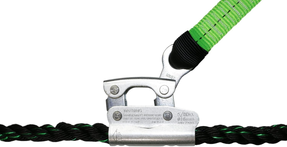 25 FT Vertical Lifeline Assembly w/Rope Grab Snap Hooks & Shock Absorber, ANSI & OSHA Rated Fall Protection Roofing