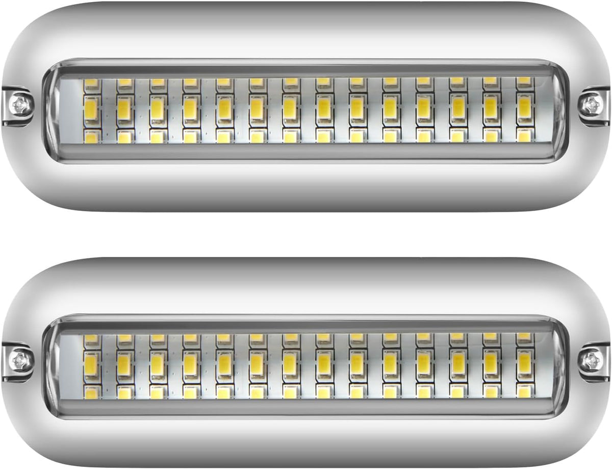 Marine LED Boat Lights, 5 Inch 2000lm LED Waterproof Transom Lights, Surface Mount Pontoon Docking Yachts Sailboat Transom Boat Interior Deck Light Stern Lights (2 White, 12V 24V, IP68)