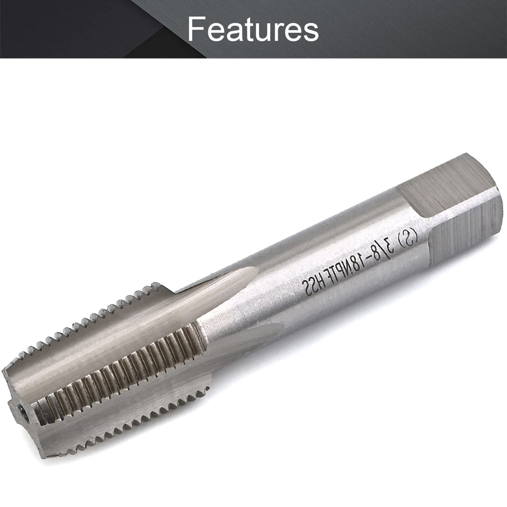 Utoolmart Machine Tap 3/8-18 NPTF Straight Pipe Thread Flutes High Speed Steel 1pcs