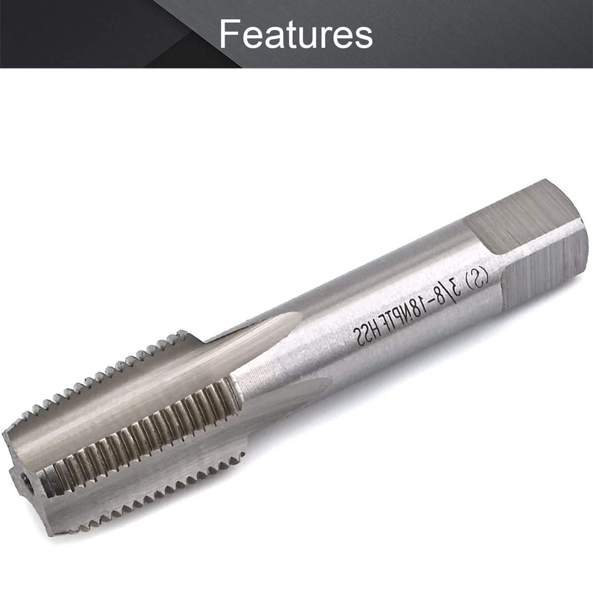 Utoolmart Machine Tap 3/8-18 NPTF Straight Pipe Thread Flutes High Speed Steel 1pcs