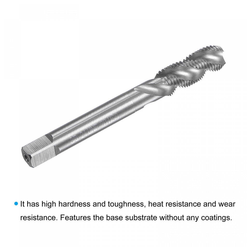 uxcell Spiral Flute Taps 3/8-24 UNF 2B High Speed Steel (HSS) Uncoated Tap