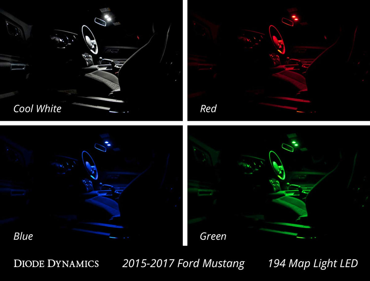 Diode Dynamics Red LED interior bulb pack compatible with Ford Mustang 2015-2017, Stage 2