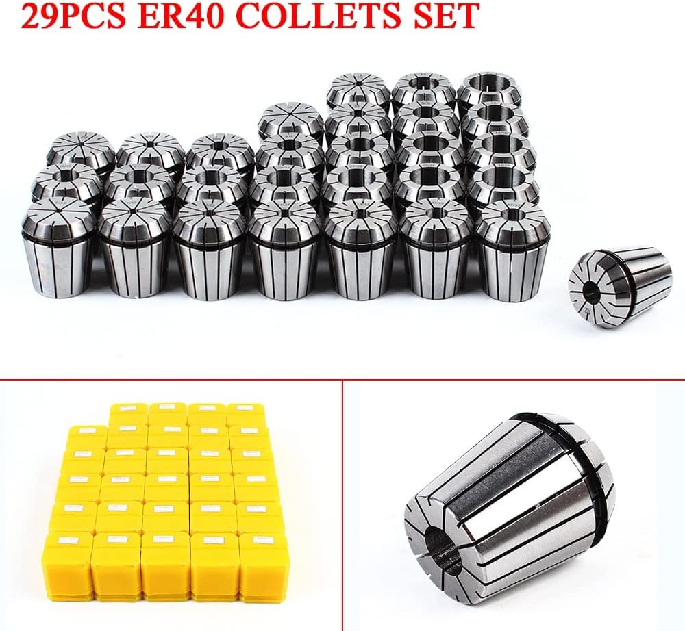 29 Pcs ER40 Precision Spring Collet Set for Boring, Drilling, Tapping, Milling Lathe Engraving Tool