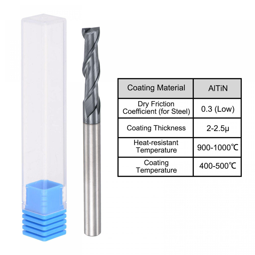 uxcell Square Nose End Mill, 6mm Tip Dia Solid Carbide AlTiN Coated CNC Router Bits 2 Flute Spiral Milling Cutter HRC45 with 6mm Shank 75mm (3-inch) Length