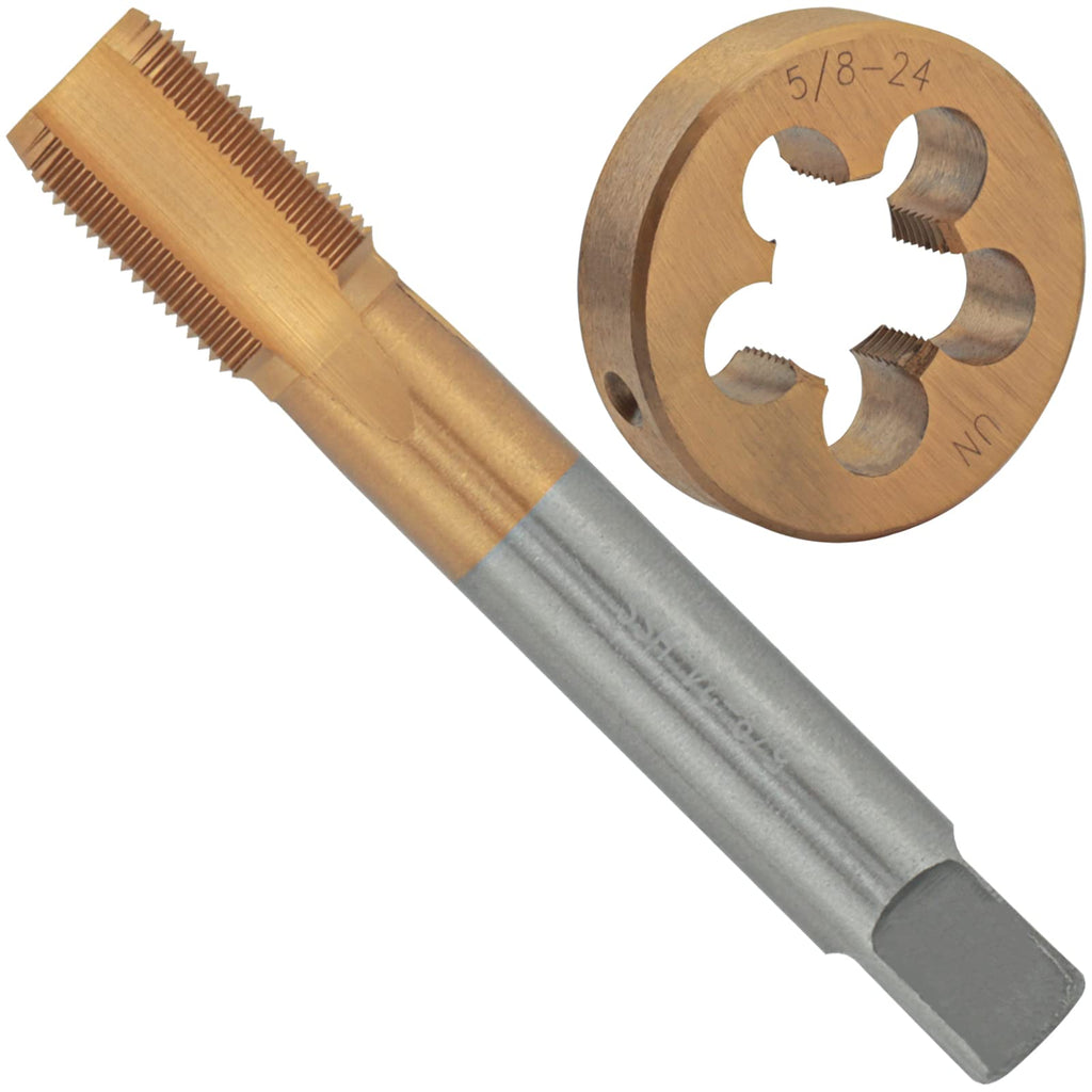 Aceteel 5/8"-24 UNEF Ti-Coated Machine Tap and Die Set Right Hand