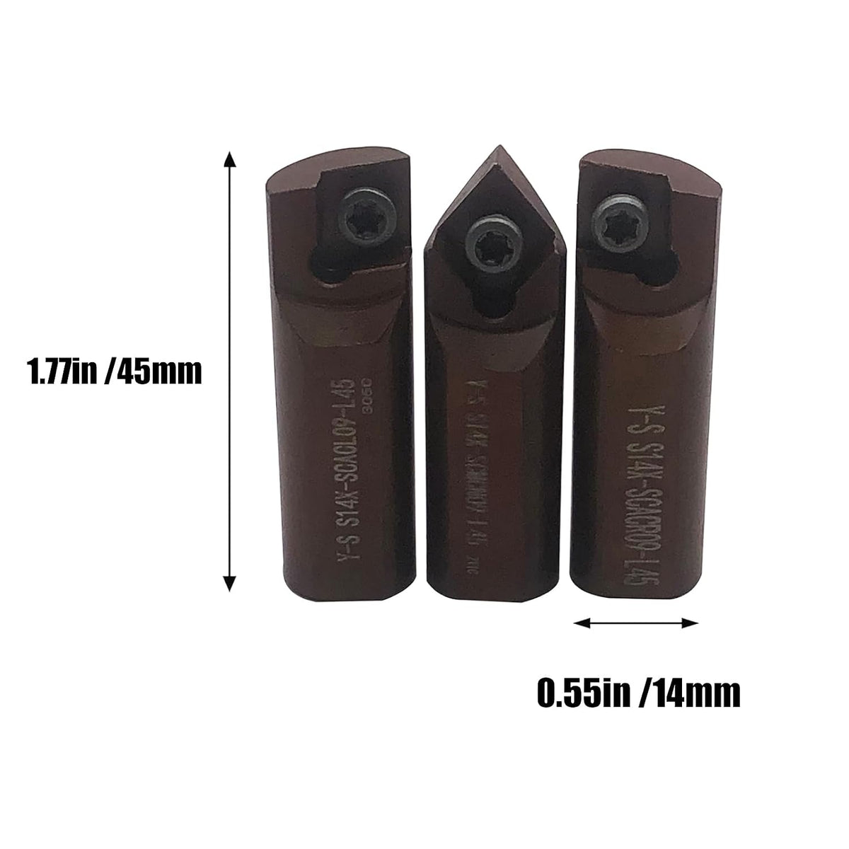 3pcs Metal Lather Turning Tool Holder Spring Steel Boring bar with CCMT32.51 CCMT09T304 Carbide Turning Inserts for Excavator and Boring Machine (S14X-SCACR/L/N09-L45+CCMT09T304)