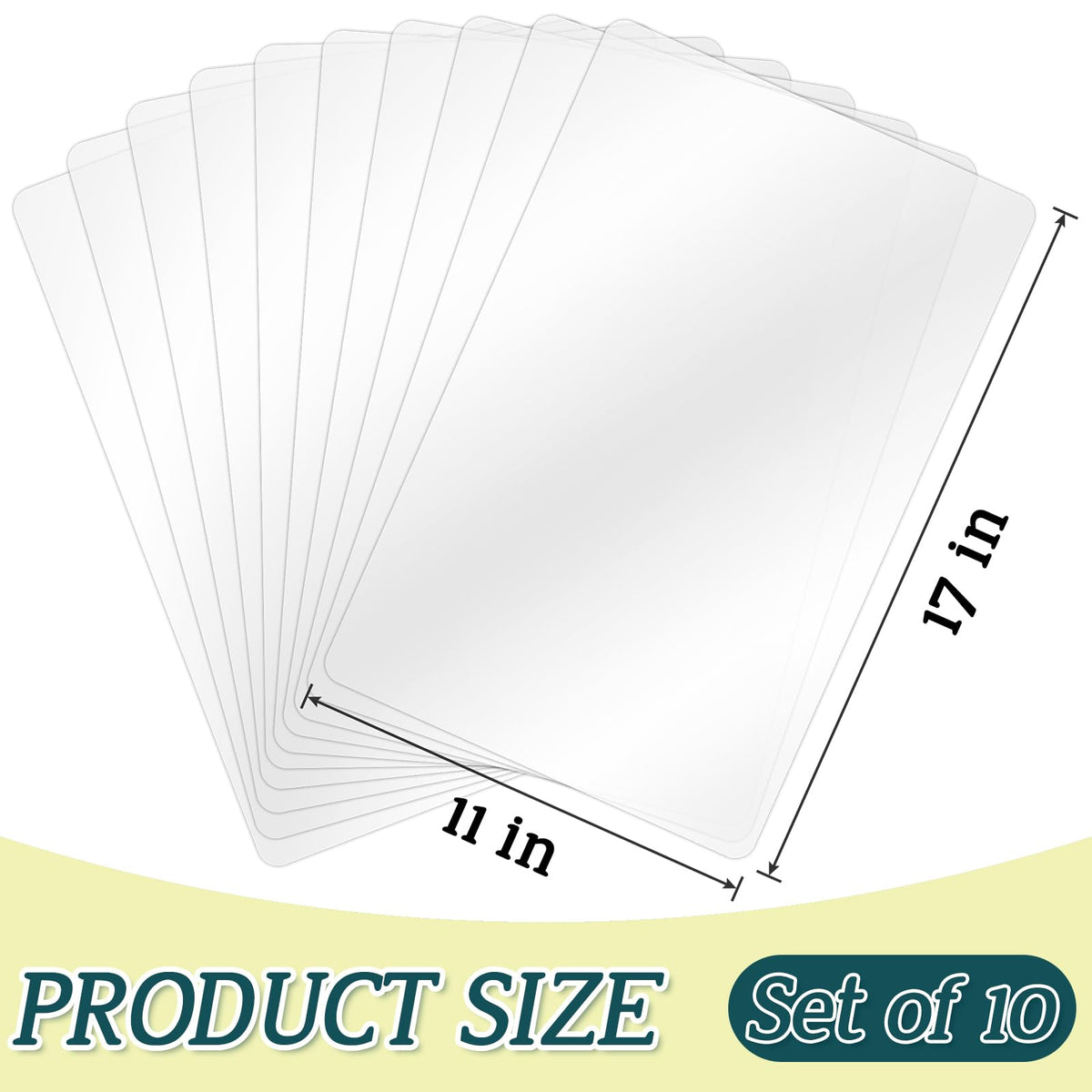 10 Pack Plastic Placemats 17x11 Inch, Clear Place Mats Wipeable, Vinyl Table Mats for Kitchen Dining Table
