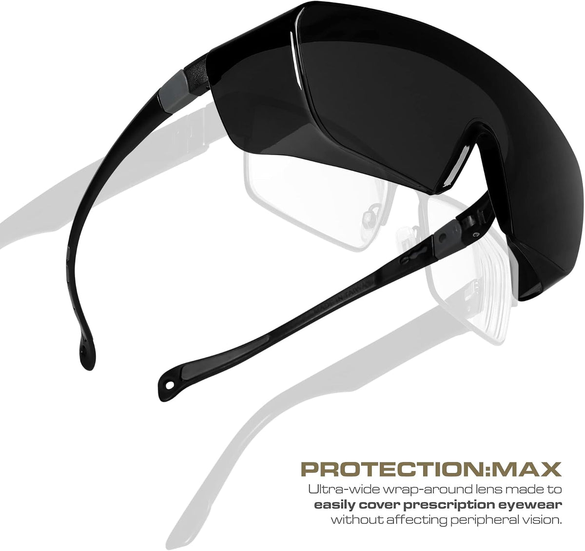Optic Max Safety Glasses Over Eyeglasses - Fits Over Your Prescription - Safety Glasses for Men and Women with