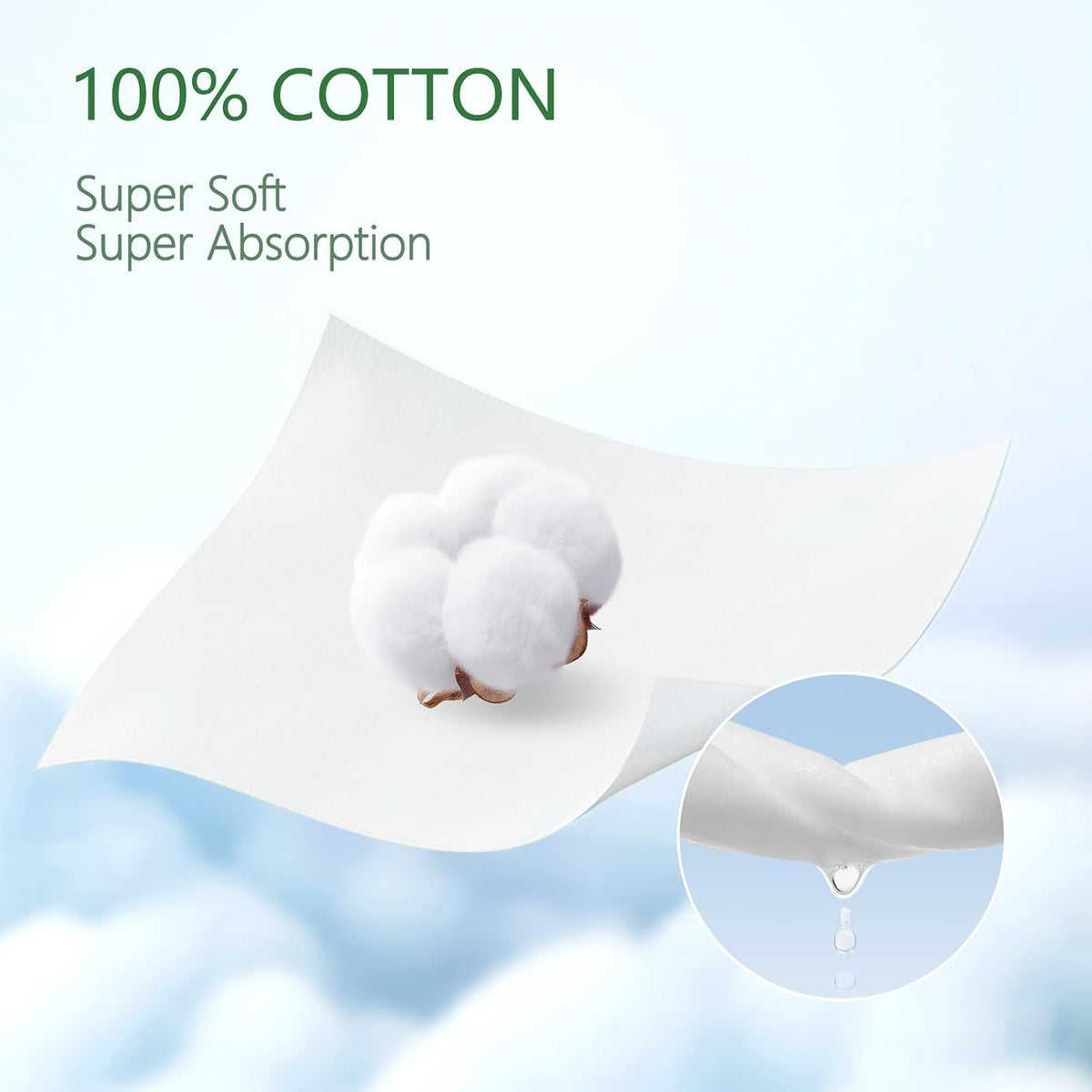 100% Cotton Travel Wipes for Sensitive Skin, 99% Purified Water Hypoallergenic Mini Wet Wipes, Unscented Pocket Wipes