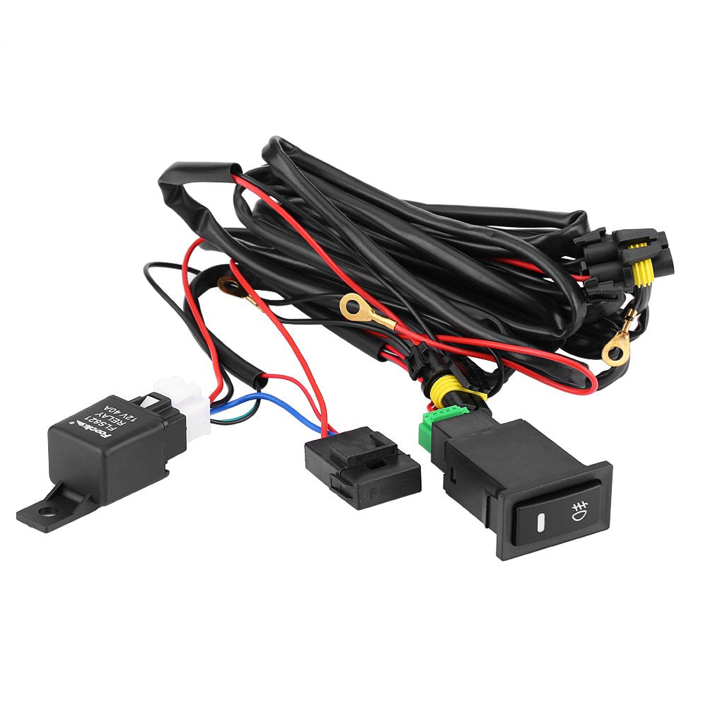 Fog Light Wiring Harness Socket Wire Connector with 40A Relay & ON/Off Switch for Fog Light LED Lamp