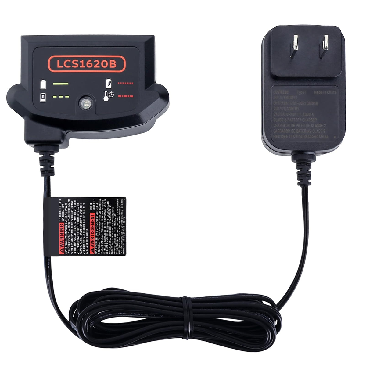 LCS1620B Replacement for Black and Decker 20V Lithium Battery Charger, Compatible with Black and Decker 12V and 20V