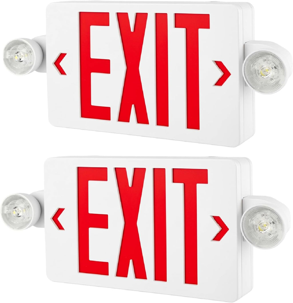 2 Pack Exit Sign with Emergency Lights,ETL listed,Battery Backup