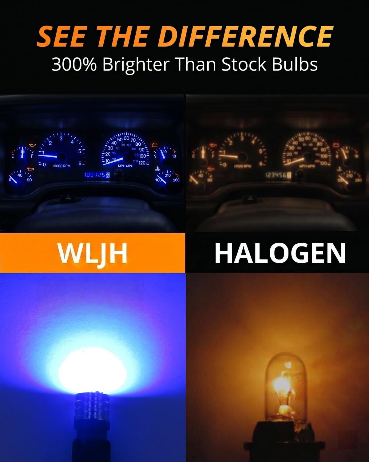 WLJH Blue PC194 T10 194 LED Twist-Lock Bulbs for Instrument Panel