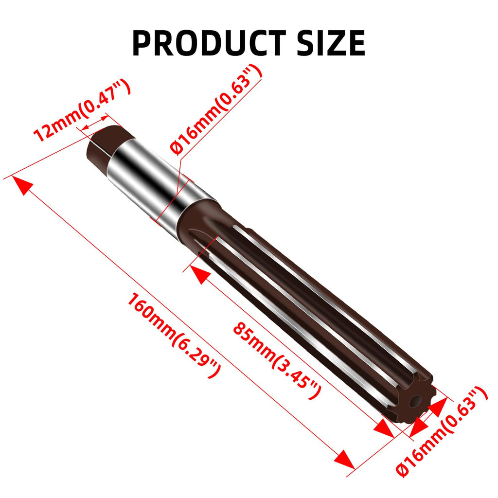 Aopin 1Pcs Alloy Tool Steel Manual Reamer 16mm (H7) Straight Groove Metal Reamer, Suitable for Expanding Holes, Removing Burrs, and Improving Hole Accuracy