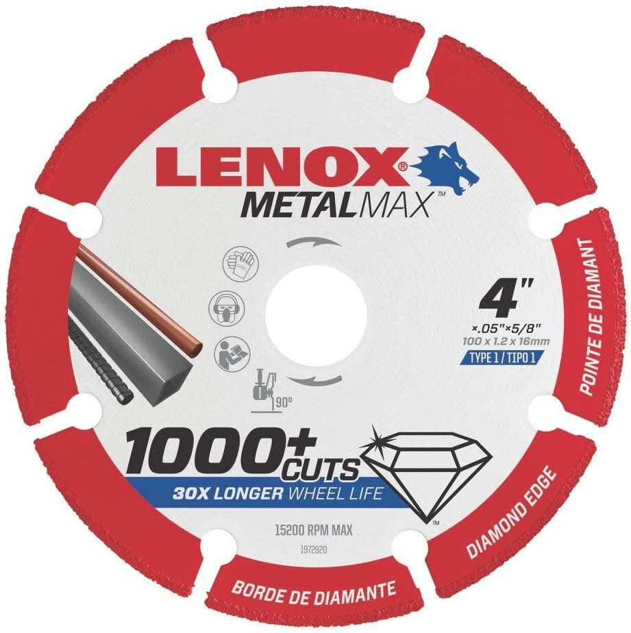 Lenox Tools METALMAX Cut Off Wheel, Diamond Edge, 4-Inch x 5/8-Inch (1972920)