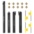14Pcs Indexable Lathe Tool Set, 4pcs 3/8"Shank Holders 10 CCMT060204 Insert