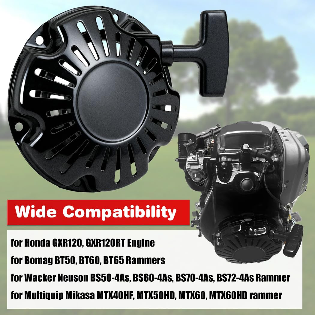 Pull Recoil Starter Assembly Compatible with Honda GXR120 GXR120RT Rammer Engine,for Wacker Neuson Rammer BS50-4As BS60-4As BS70-4As BS72-4As,Replaces 28400-ZDJ-003ZB, 28400-ZDJ-003ZA