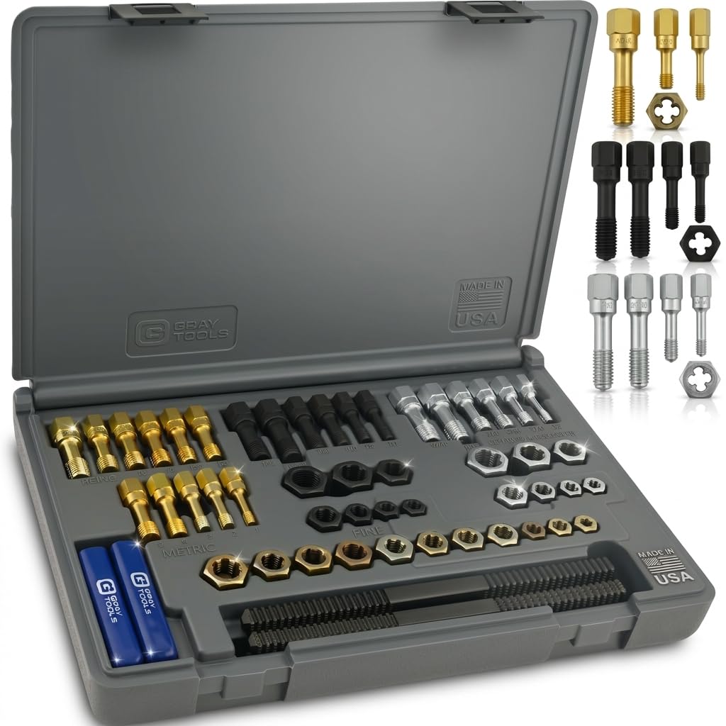 51 Piece Rethreading Kit, 23 Taps, 25 Dies, 3 Thread Restorers, Made in USA