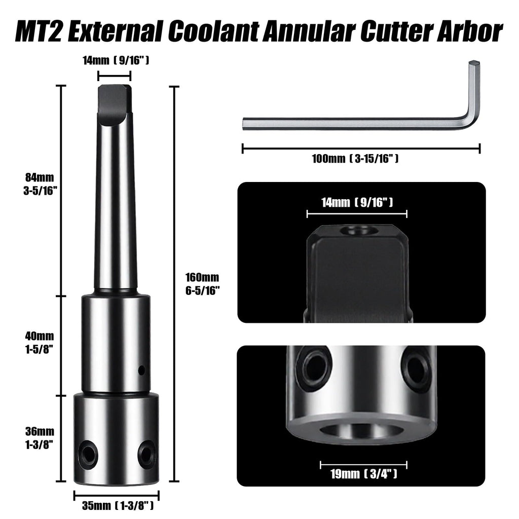 Vearter Annular Cutter Arbor Adapter, Morse Taper MT2 to 3/4" Weldon Shank