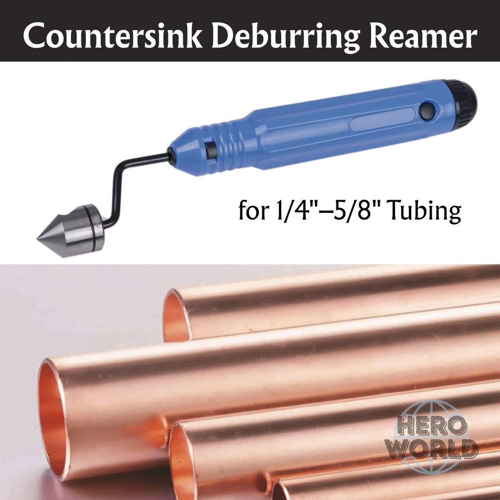 Deburring Tools, Countersink Hand Reamer, for Copper Pipe 1/4" to 5/8" (Reamer with Handle)