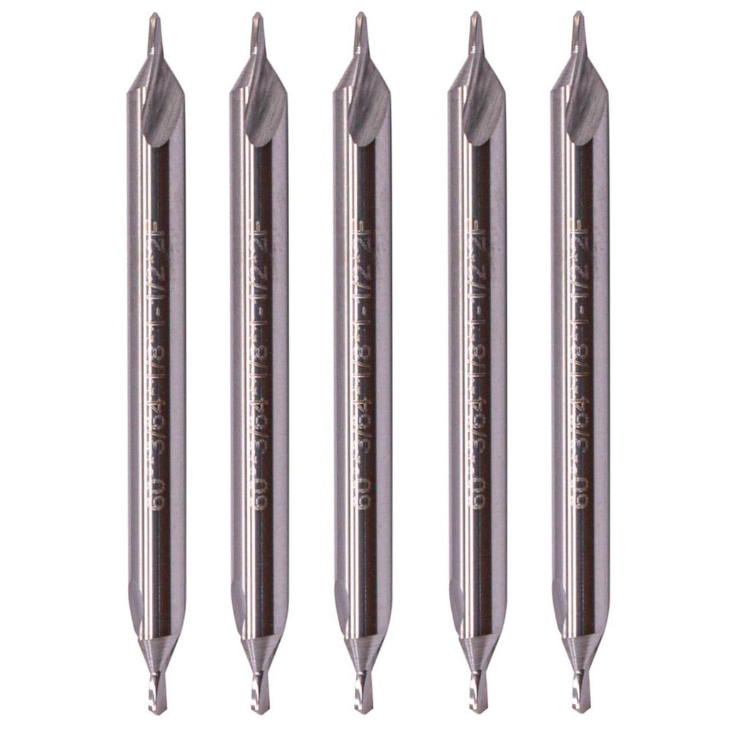 5Pcs #1 60 Degree Solid Carbide Center Drills - 3/64" Pilot - 1/8" Shank
