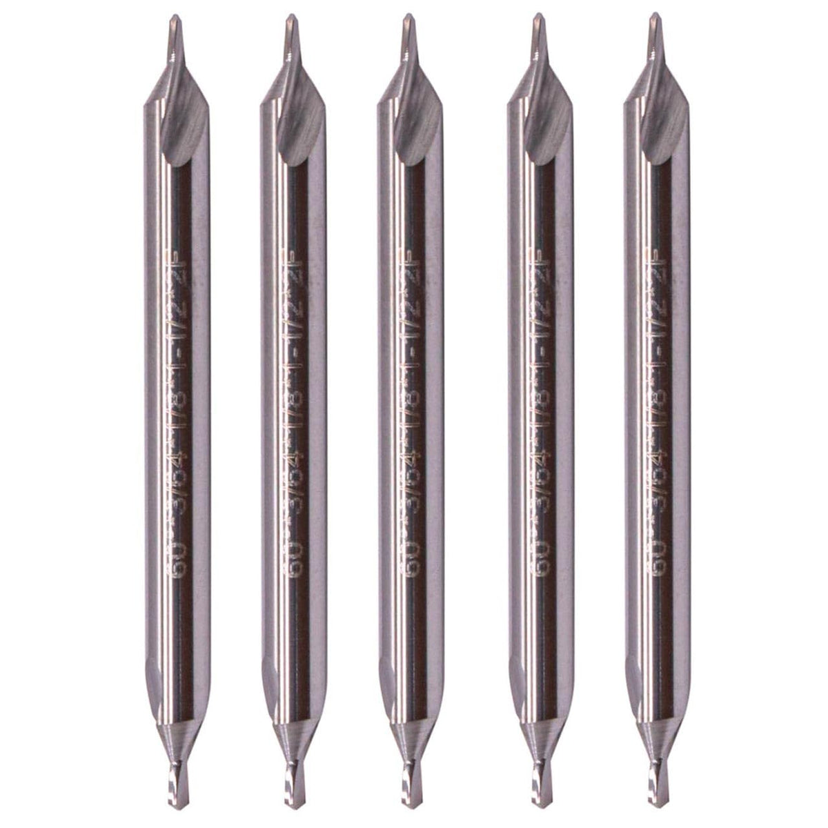 5Pcs #1 60 Degree Solid Carbide Center Drills - 3/64" Pilot - 1/8" Shank