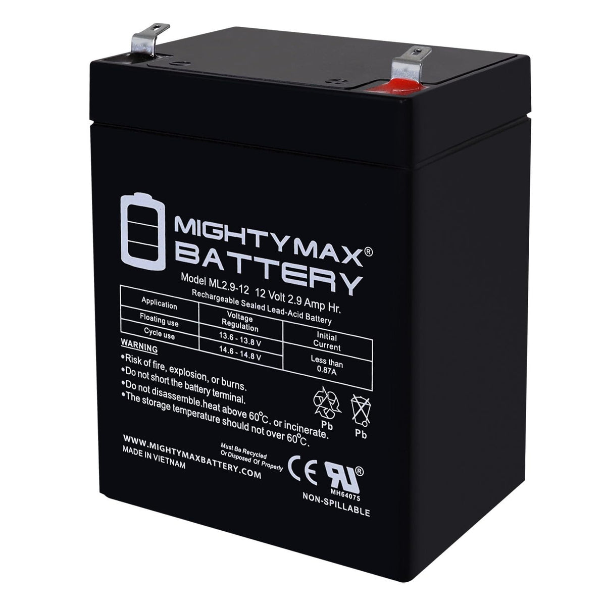 12V 2.9AH F1 SLA Replacement Battery Compatible With Vision CP1229