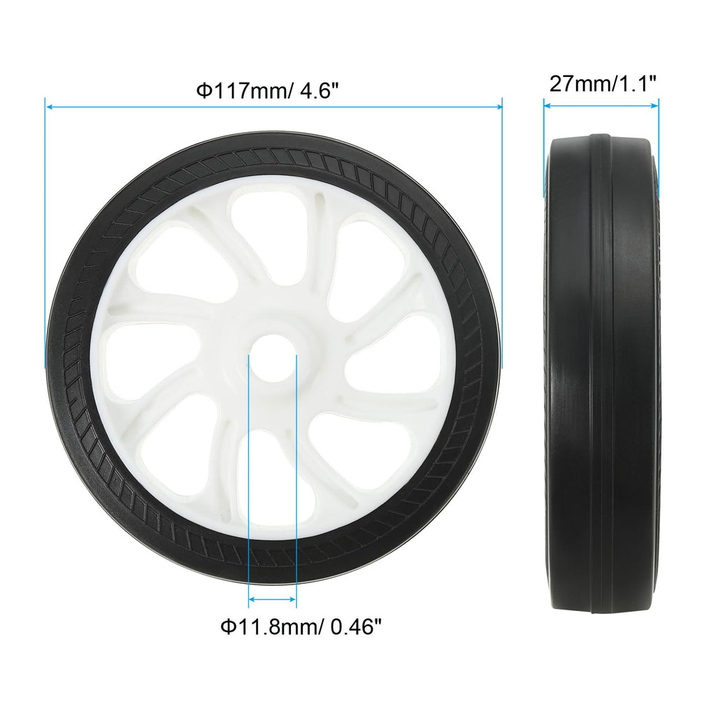PATIKIL 4.6" Air Compressor Wheels, 2 Pack Universal Air Compressor Wheel Replacement Part with 0.46" Dia. Hole for Easy Mobility, White