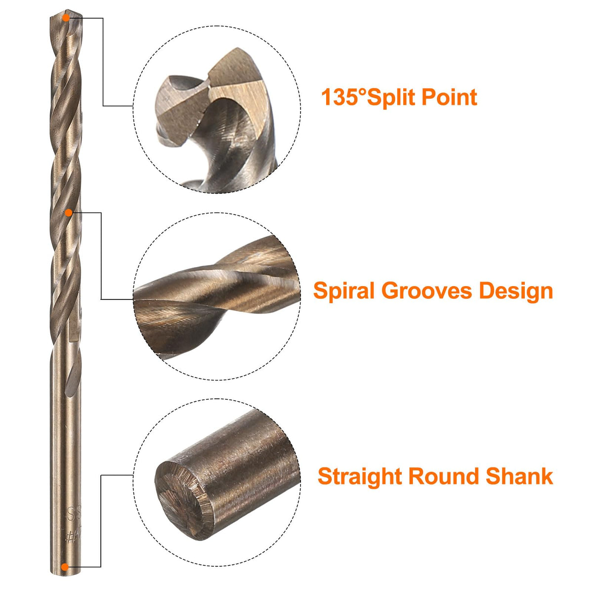 HARFINGTON 12pcs Cobalt Drill Bit, #4 0.209" HSS-CO Aircraft Twist Drill Bit with Straight Round Shank for Drilling Stainless Steel Cast Iron Tough Material