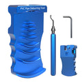9-in-1 PVC Pipe Deburring Tool, Adjustable Chamfer Tool 0.5"–4", PVC Pipe Reamer, Plastic Pipe Deburr Tool for PVC CPVC ABS PP PE, Plumbing Chamfer Reamer Tool Set (Blue)