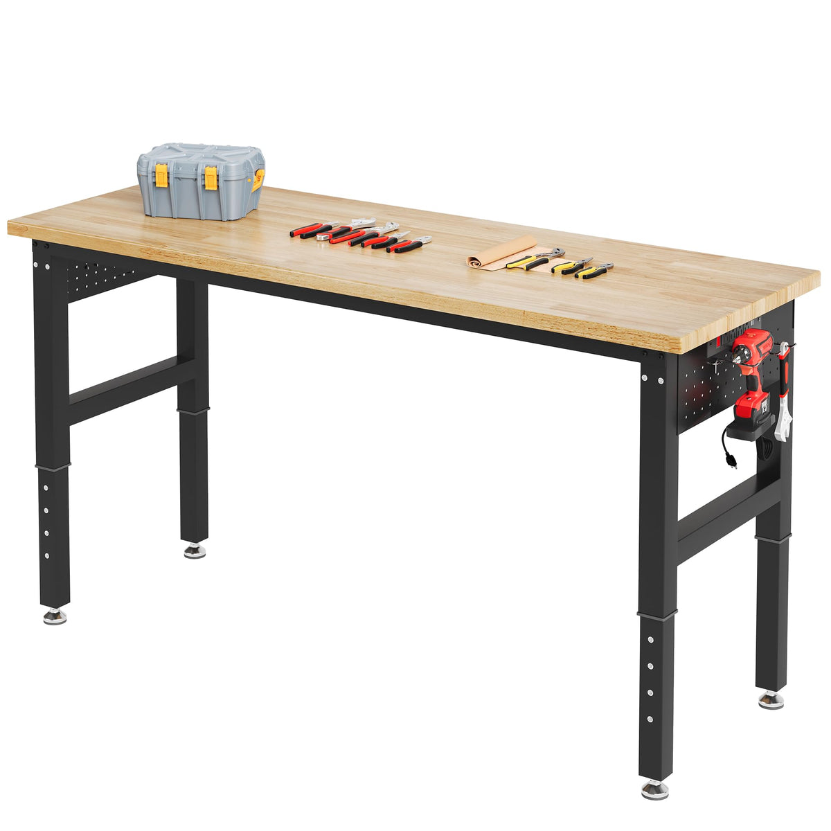 60-Inch Black Adjustable Heavy-Duty Workbench