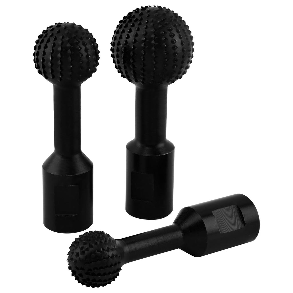 Sphere Rotary Burr Set 3Pcs, 5/8-11 Thread Ball Gouge Angle Attachment