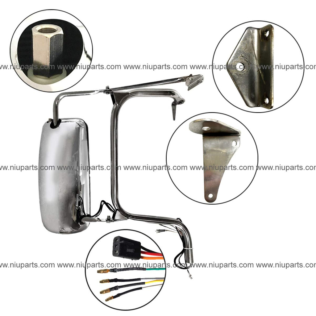 NIUPARTS Door Mirror Power & Heated Chrome & LED Marker light LH