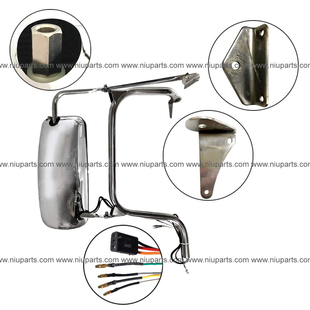 NIUPARTS Door Mirror Power & Heated Chrome & LED Marker light LH