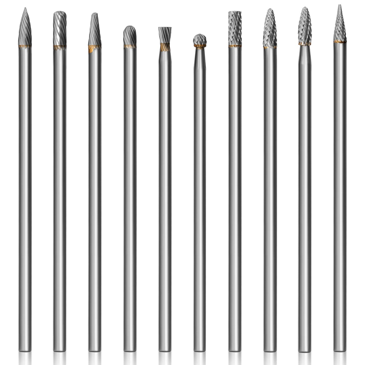 10Pcs Long Carbide Burr Set 1/4" Shank 6" L Die Grinder Bits 2 Type Cutting