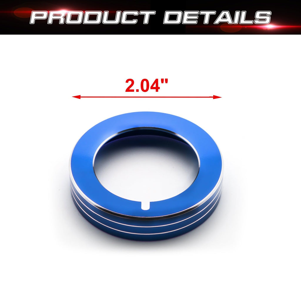 x xotic tech Headlight Fog Light Switch Knob Button Trim Cover Ring, Compatible with Ford Mustang 2015-2023, F-150 2015-2020, Blue Aluminum Interior Accessories