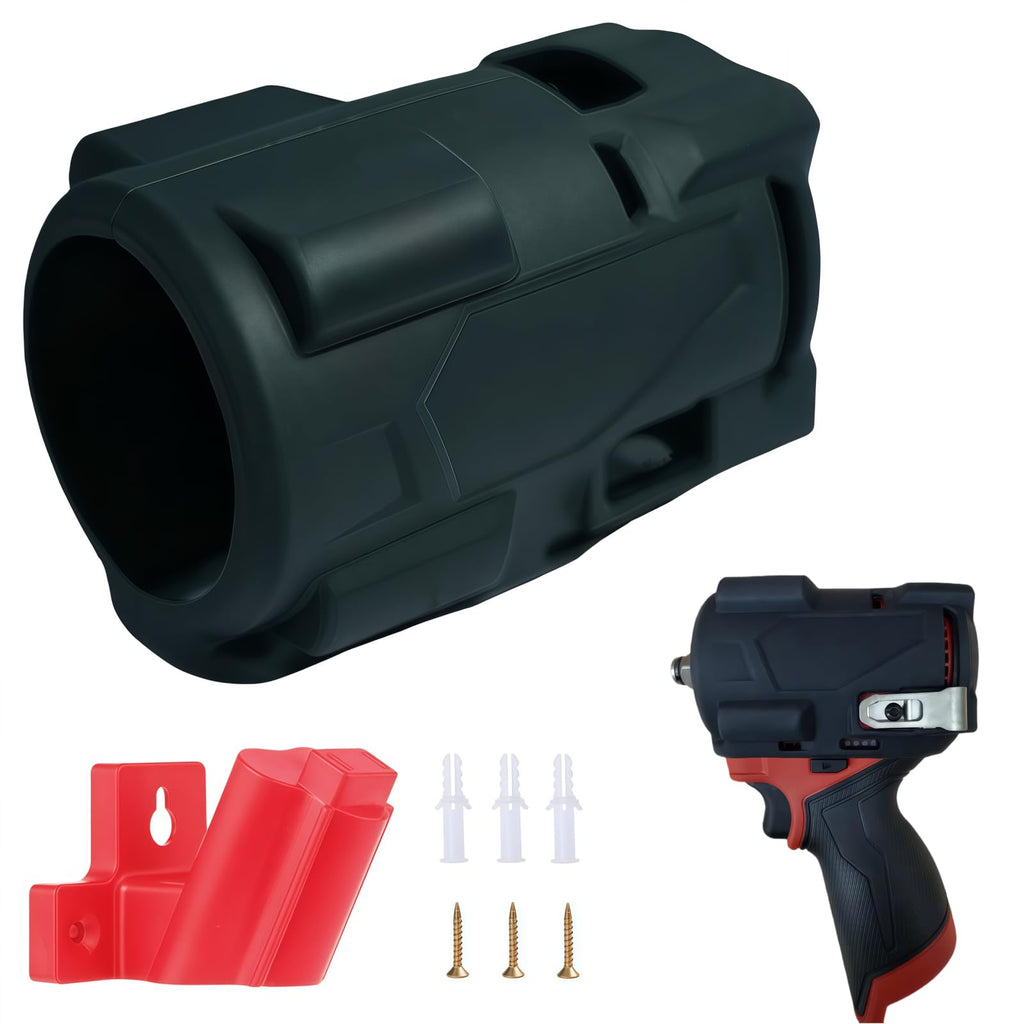 49-16-2563 Impact Wrench Rubber Protective Boot & Tool Holder Combo for Milwaukee M12 Fuel Stubby 3/8" & 1/2" Impact Wrench, Compatible with 2562-20, 2563-20, 2563P-20 (Black -Tool Holder Combo)
