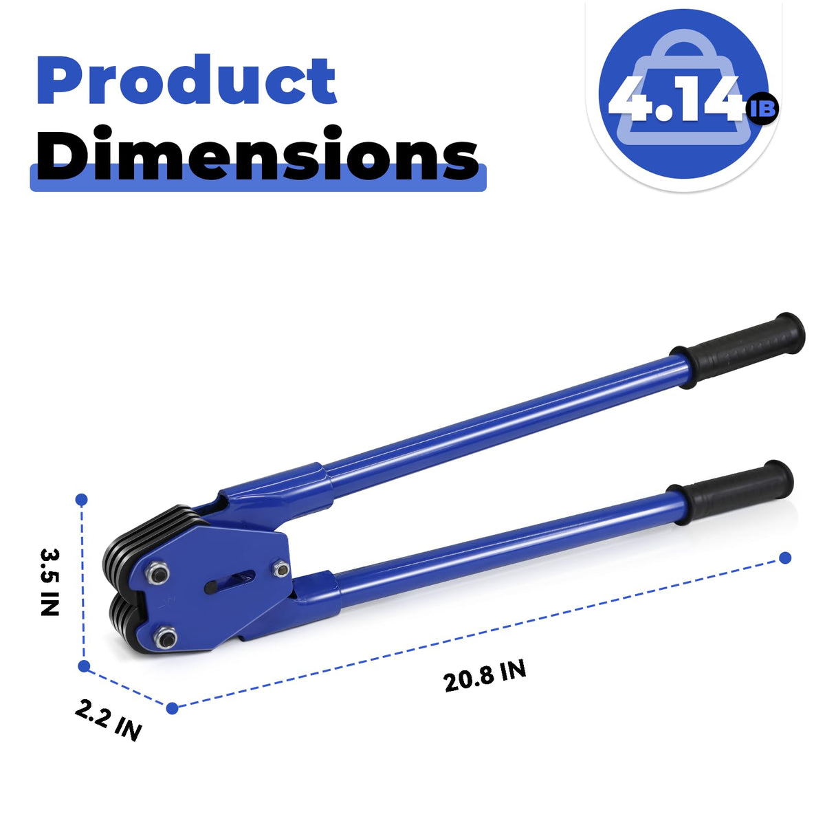 Strapping Sealer/Crimper for 1/2" Polypropylene (PP) Polyester Strapping Band Manual Banding Tool with 20.5" Extended