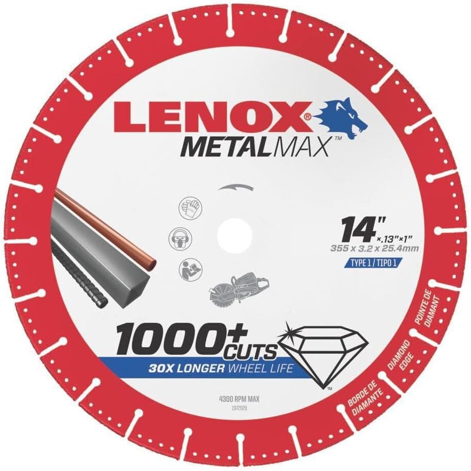 Lenox Tools METALMAX Cut Off Wheel, Diamond Edge, 14-Inch x 1-Inch (1972932)