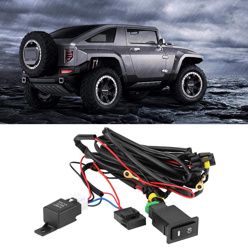LED Light Wiring Harness Kit,12V Universal Car LED Fog Light On/Off Switch Wiring Harness Fuse Relay Kit
