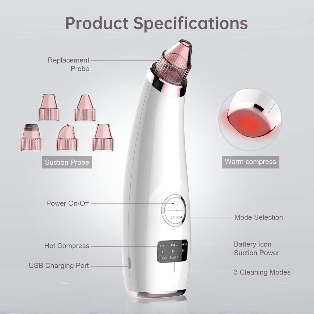Blackhead Remover Vacuum, Rechargeable Pore Cleaner