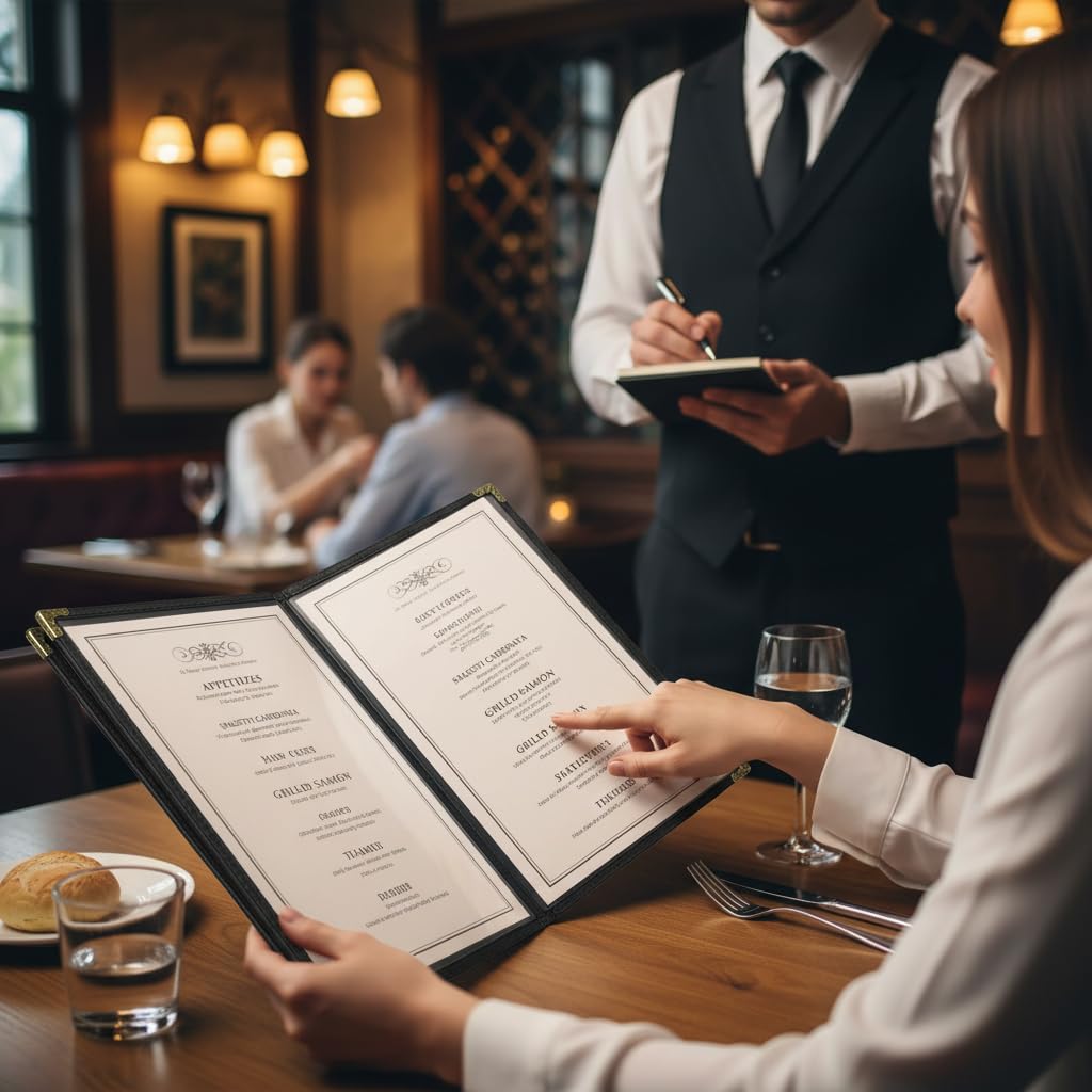 Menu Covers 8.5 x 11 Inch – 3 Pages 6 Views Restaurant Menu Covers, Durable Plastic Menu Booklet for Daily Restaurant