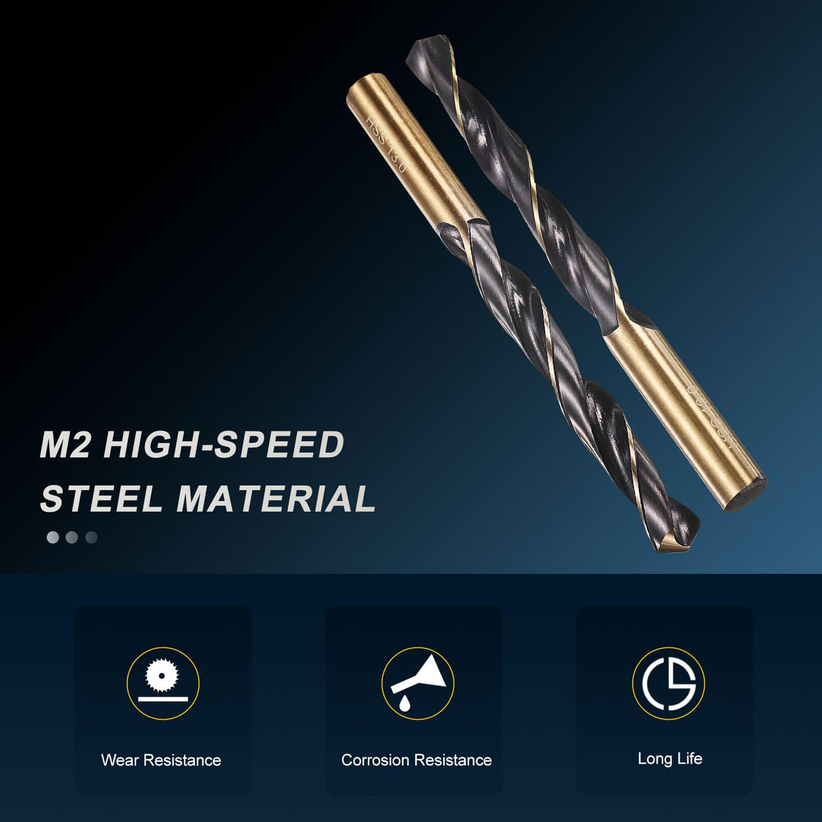 PATIKIL 13mm Drill Bit M2 High-Speed Steel for Hard Metal 4 Pack