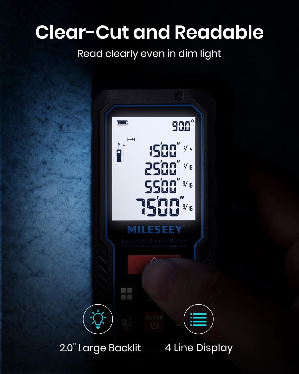 Laser Measure Device, MiLESEEY 229ft Digital Laser Tape Measure with Upgrade Electronic Angle Sensor, 2mm Accuracy